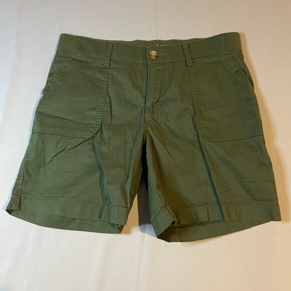 Lee Shorts Womens 10 Army Green Bermuda Mid Rise Regular Fit Casual Pockets - Picture 1 of 4